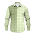 thumbnail image 5 of TOUMENY Men's Casual Button Down Shirts Long Sleeve Plaid Slim Fit Collared Summer Fall Party Tops Lightweight Trendy Print Shirt Army Green L, 5 of 5