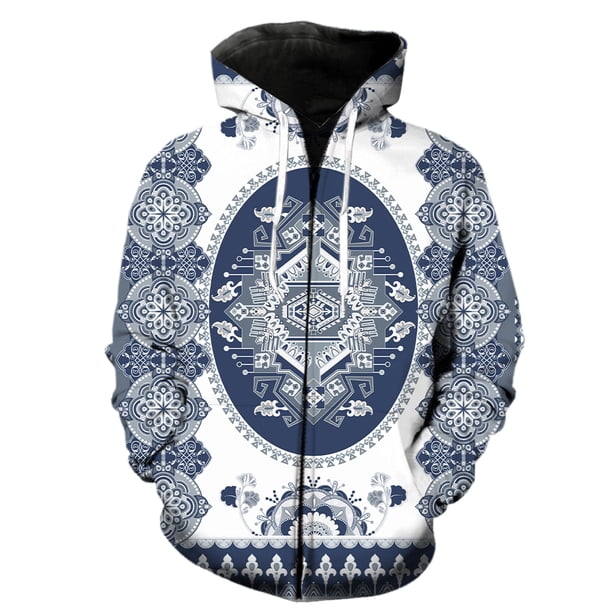 Sudadera con capucha y cremallera para hombre, estilo étnico, estilo Harajuku, de gran tamaño, estilo hip hop, ropa de calle moderna con estampado 3D, para adolescentes, con capucha, chaquetas informa