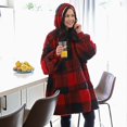 thumbnail image 2 of Catalonia Couverture à Carreaux Rouges Surdimensionnée Portable Chandail à Capuche Confortable Sherpa Lounge Chandail pour Adultes Hommes Femmes Femme Petite Amie Cadeau pour Elle, 2 of 5