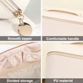 thumbnail image 3 of Bolsa de maquillaje de viaje, bolsa de maquillaje de apertura grande, bolsa de maquillaje portátil que se abre plana para fácil acceso, bolsa de maquillaje de cuero PU, organizador de cosméticos, 3 of 5