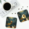 thumbnail image 4 of Sigee Whimsical Starry Night Scene for Water-Resistant, Heat-Resistant, Non-Slip Leather Coasters Set, Ideal for Coffee Table, Office, Bar, Home Decor-Square, 4 of 6