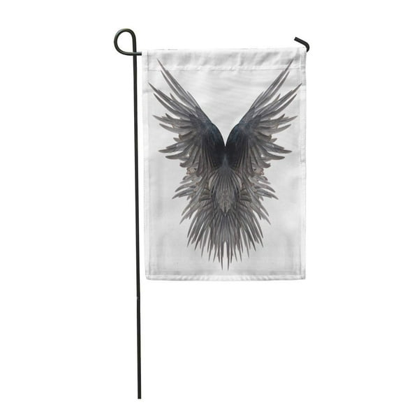 POGLIP Black Pinion Sprawling White Bird Wings Anatomy Angel Garden Flag Decorative Flag House Banner 12x18 inch