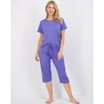 thumbnail image 5 of 2 Pack: Women’s Cozy Short-Sleeve PJ Top with Capri Pants - Pajama Lounge & Sleepwear Set (Available In Plus), 5 of 6