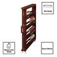 thumbnail image 3 of The Lakeside Collection Slim 4 Tier Walnut Wooden Storage Rack Cart on Wheels for Small Spaces, Kitchen, Bathroom Laundry Room Organization, 3 of 6