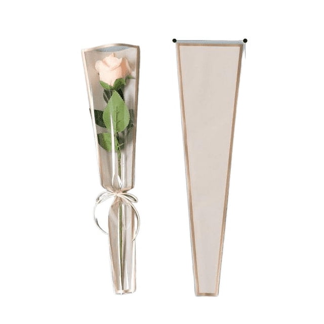 Zhuge Bolsa de embalaje para ramo de flores individual con borde dorado a prueba de agua (flor de cerezo rosa)