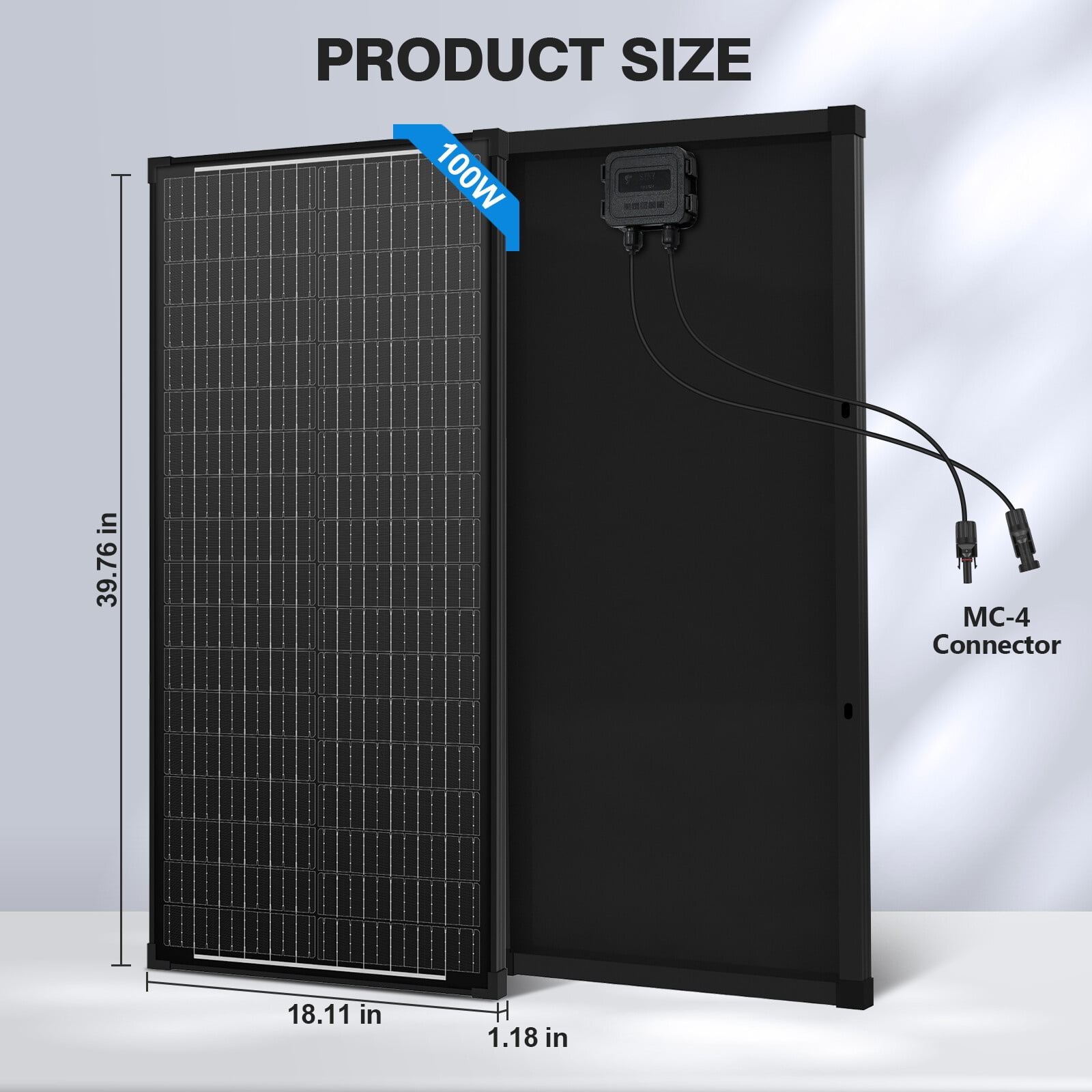 WERCHTAY 12V 100W Monocrystalline Solar Panel 2Pack 100W All Black Off-Grid RV Boat