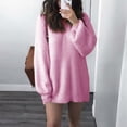 thumbnail image 2 of 2026 ! Clothes under $5 asdoklhq Womens Plus Size Tops, Women Solid O-Neck Loose Knitted Warm Long Latern Sleeve Sweater Blouse, 2 of 6