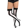 thumbnail image 5 of ToBeInStyle Women's Wide Vertical Striped Thigh High - Black w/ White Wide Stripes - One Size, 5 of 6