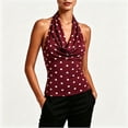 thumbnail image 5 of KIHOUT Women's Polka Dot Cowl Neck Halter Top, Form-Fitting Sleeveless Backless Tank for Summer, 5 of 6