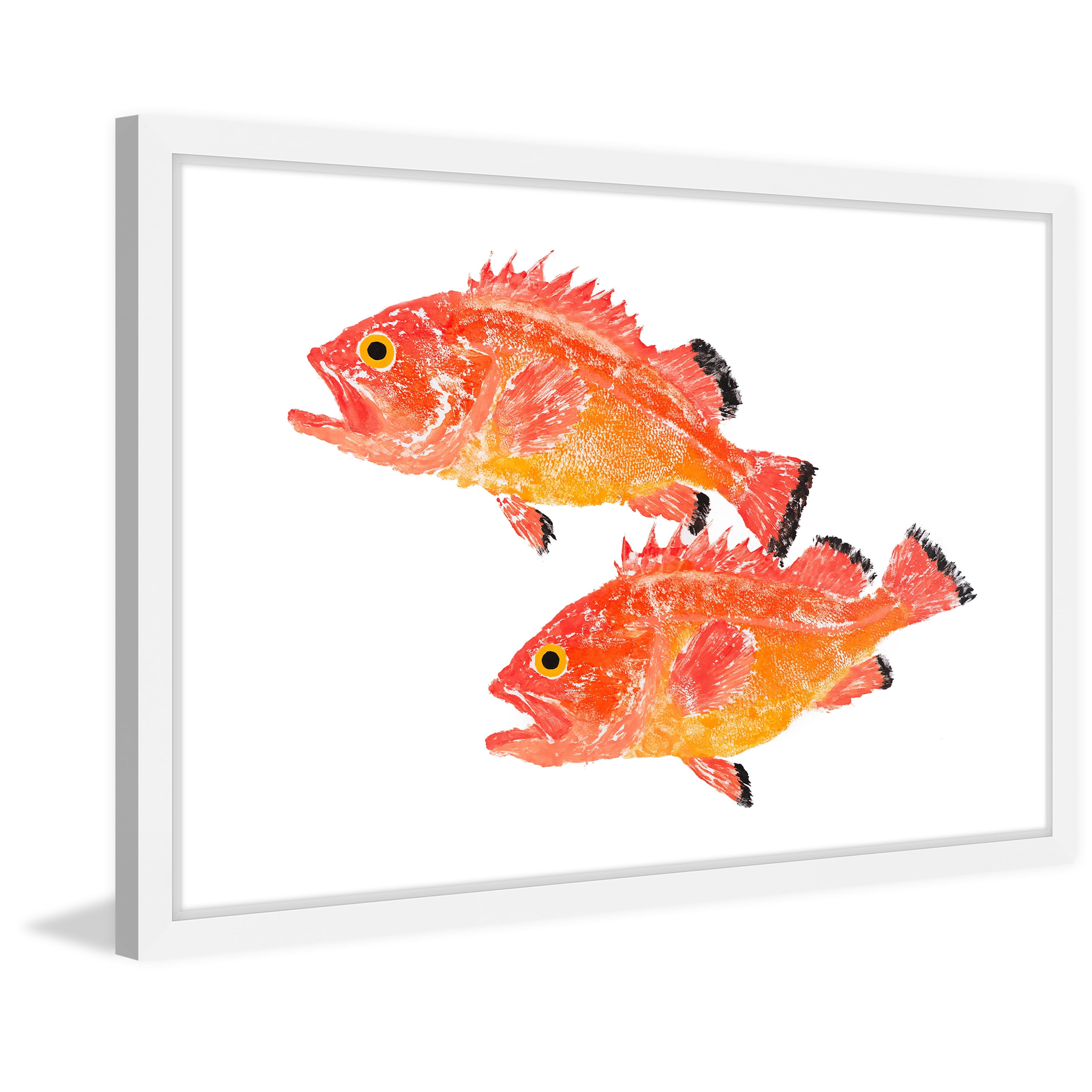 Marmont Hill "Two Orange Fish" by Michael Pantalos Framed Painting Print