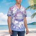 thumbnail image 3 of Pofeuu Round Snow Merry Christmas Print Hawaiian Shirt for Men Sleeves Casual Button Down Summer Beach Dress Shirts T-Shirts,Medium, 3 of 7