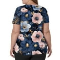 thumbnail image 4 of SAATLERI Plus Size Womens Scrubs Fashion Short Sleeve V-Neck Funny Floral Scrubs for Women Printed Nurse Uniforms Scrub Tops Shirt with Pockets, 4 of 5
