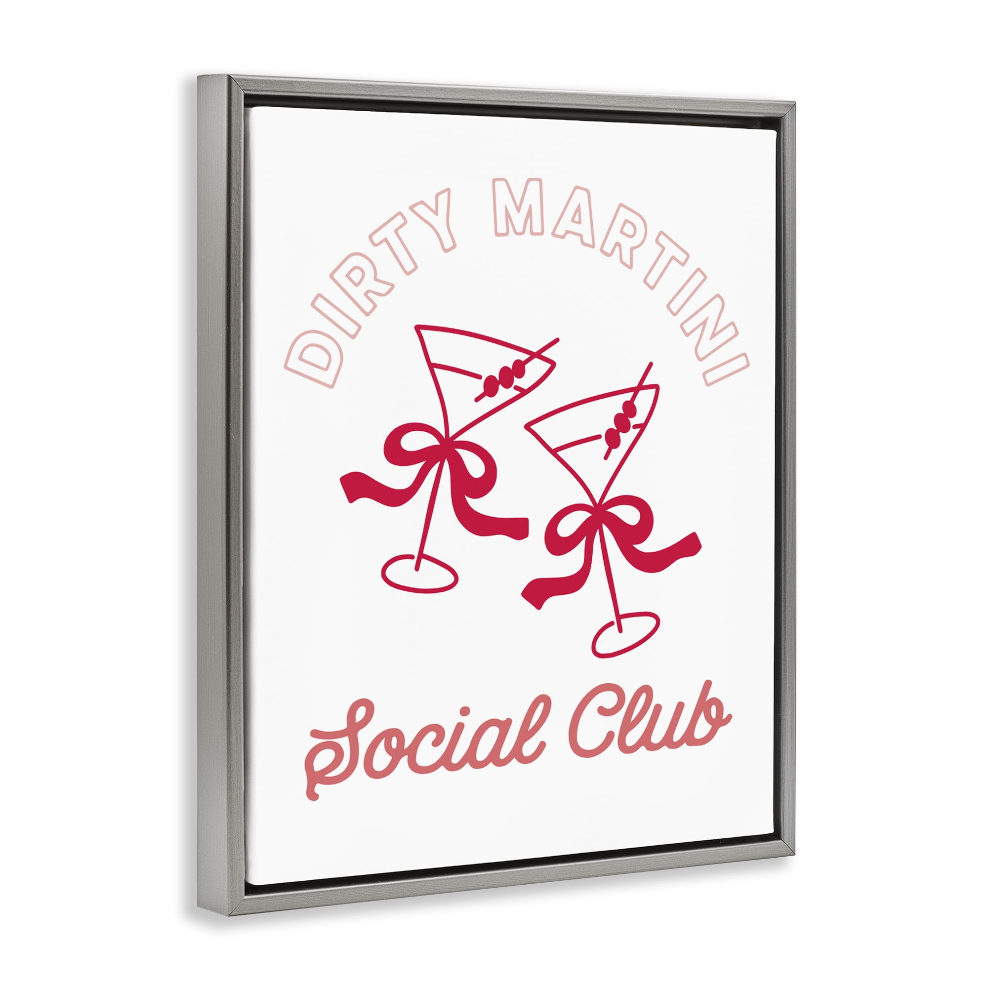 Stupell Industries Pink Martini Social Club Gray Framed Floater Canvas Wall Art, design by Lettered and Lined