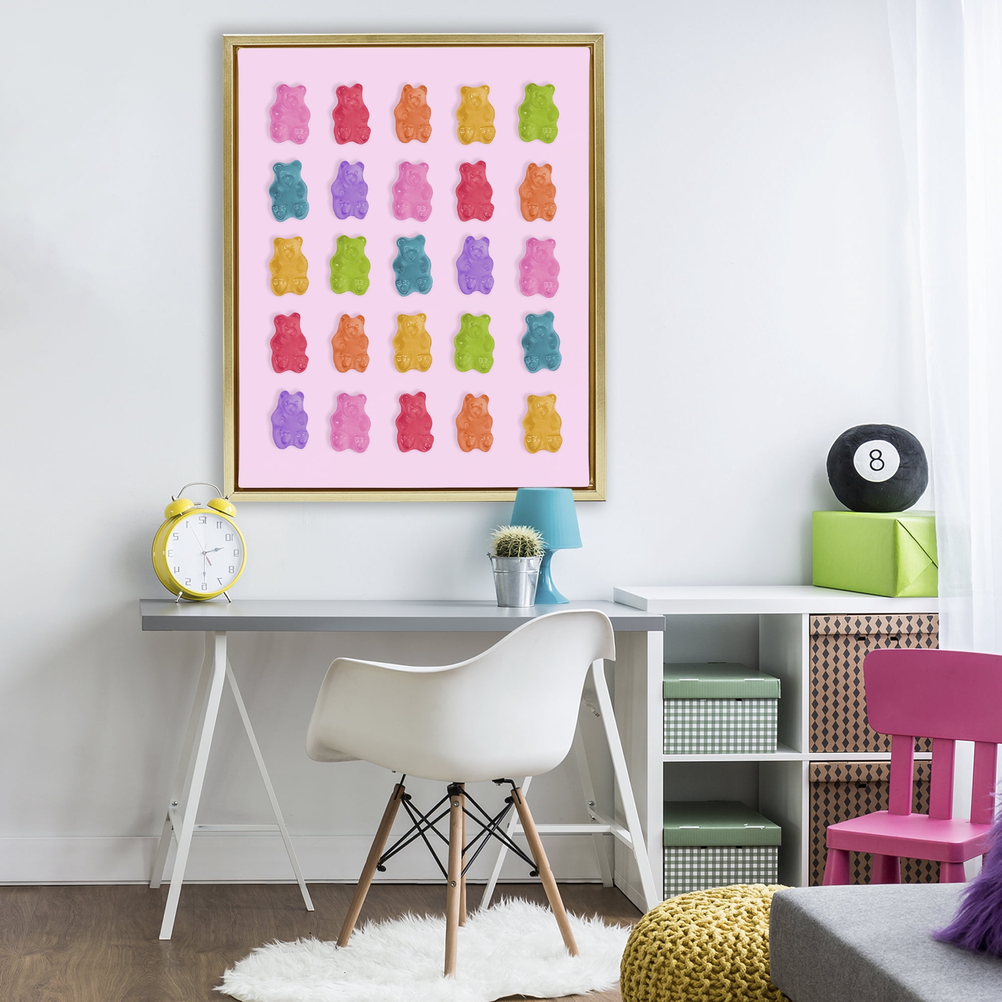 Stupell Industries Pastel Gummies on Pink Gold Framed Floater Canvas Wall Art, design by LISH Creative