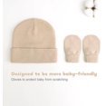 thumbnail image 3 of Baby Beanie Hat Mittens Set Kids Winter Warm Knit Caps with Gloves for Toddler Boys Girls 3-24 months (Beige), 3 of 7