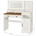 thumbnail image 5 of HOOBRO White Vanity Desk with Mirror and Lights, Farmhouse Vanity Makeup Desk with Charging Station, 41.5" Makeup Vanity Desk with Lighted Mirror, Power Outlet WH55UDSZ01, 5 of 19