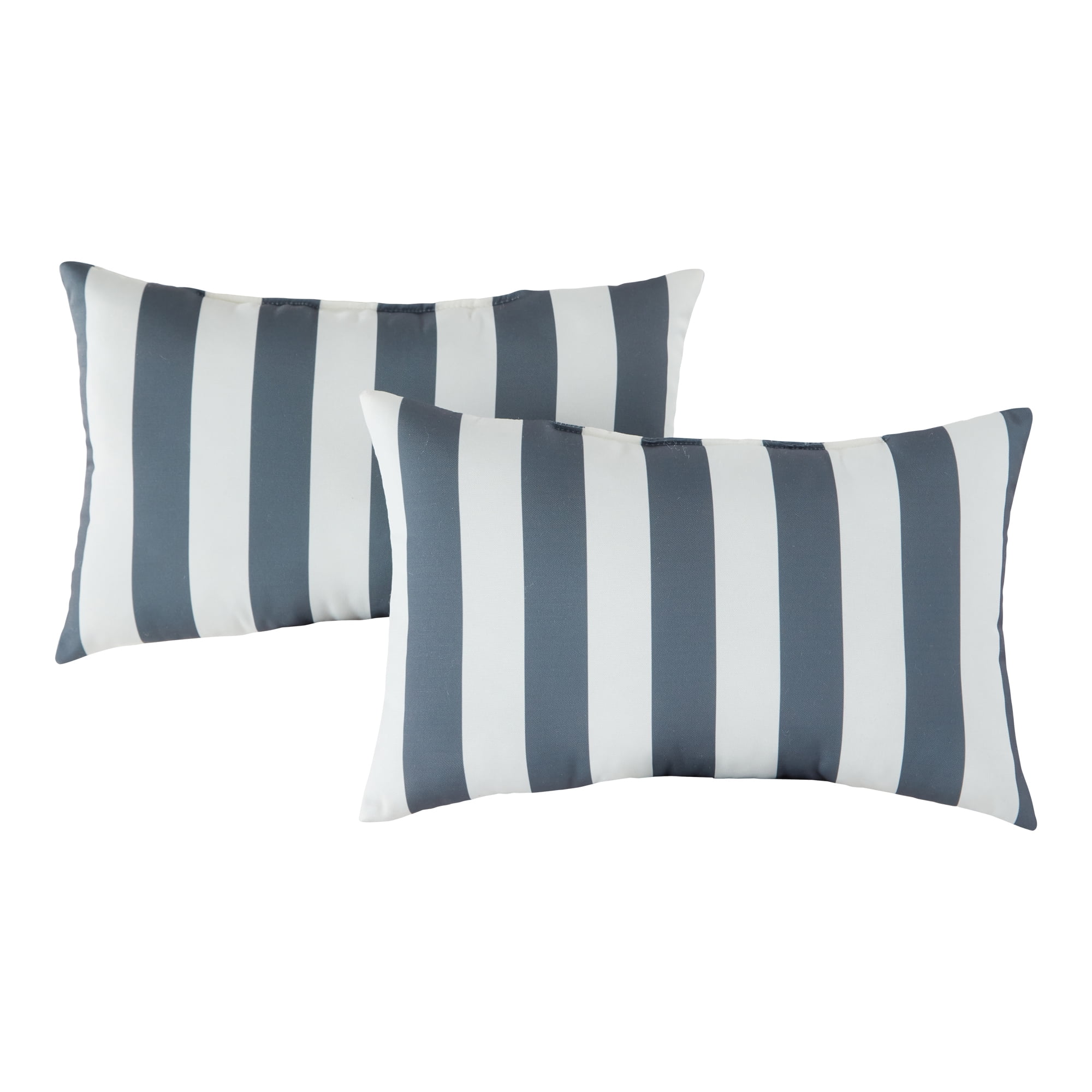 Set of 2 Olive Stripe 17-inch Indoor/Outdoor Throw Pillow Green Striped Modern Contemporary Polyester Reversible Uv Resistant Water