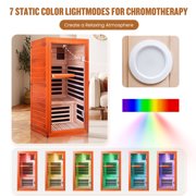 OUTEXER 1-Person Home Sauna, 1495W Dry FAR Infrared Sauna Room Indoor with Low EMF, Bluetooth Speakers & Color Lighting for Gym or Home