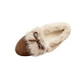 thumbnail image 2 of Taylonsss Women's Round Toe Slip-On Flat Shoes with Faux Fur Lining and Bow Detail for Winter Comfortable Fleece-Lined Casual Shoes with Frayed Edges, 2 of 8