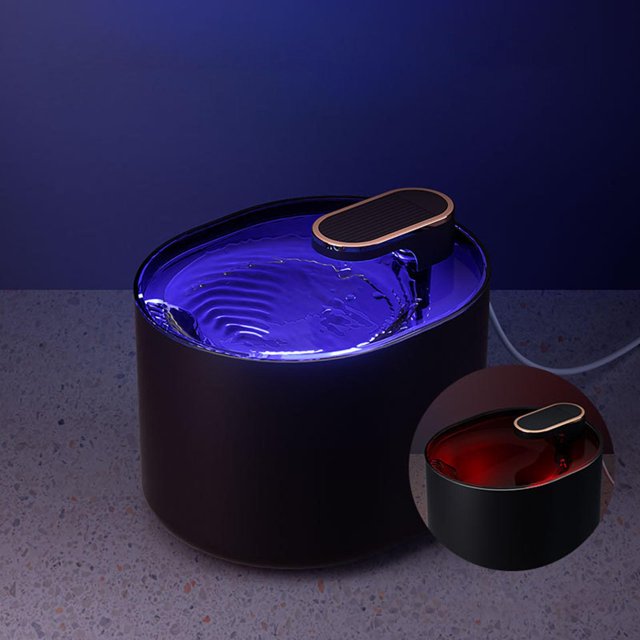 Fuente de agua automática para gatos, de agua para perros, silencioso, luz nocturna, USB, 3L, fuente para beber, suministros para mascotas Negro Colco Bebedero para gatos