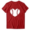 thumbnail image 2 of Meichang T-Shirts Cœur d'Amour Baseball Femmes T-Shirts Graphiques Cœur Baseball Manches Courtes Col Rond Hauts Décontractés Coupe Ample Été Jour de Match Blouses Rouge m, 2 of 3