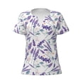thumbnail image 2 of Fuzoiu Lavender Flowers Print Women's V-Neck T-Shirt,Women's Short Sleeve Top, Comfortable for Work, Leisure, and Sports, 2 of 7