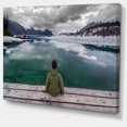 thumbnail image 2 of Boy Looking at Clear Mountain Lake - Landscape Canvas Art Print, 2 of 4