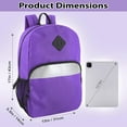 thumbnail image 3 of Solid Color Mesh Side Pocket Backpack with Front Reflective Stripe for Travel, Hiking, Camping, Gym and Commuting in Purple, 3 of 6