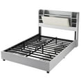 thumbnail image 2 of Amerlife Queen Size Bed Frame with Drawers,Upholstered Bookcase Headboard and Charging Station,Gray, 2 of 9