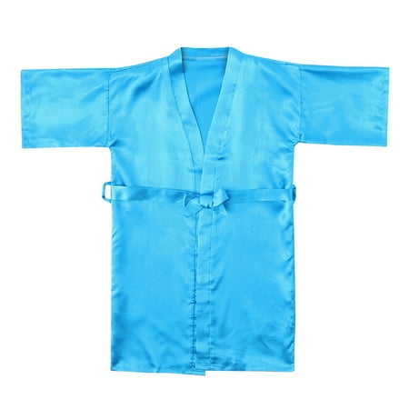 

Satin Robes Silk Sleepwear Kimono Baby Kids Girls Clothes Solid Toddler Bathrobe Girls Coat&jacket