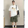 thumbnail image 5 of Conjunto de camiseta y pantalones cortos para hombre, estampado de algodón, gráfico de entrenamiento, nuevo conjunto de pantalones cortos esenciales a juego para hombre, manga corta, dos piezas, elást, 5 of 5