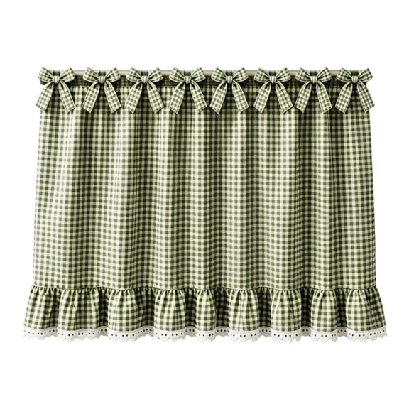 Kitchen Appliance Oven Cover Curtain Tie-Top Checked Fabric Panel, Cotton Blend Dust Cover, 30 x 21.5 In for Laundry Room Use