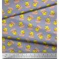 thumbnail image 3 of Soimoi Viscose Chiffon Fabric Cup,Plate & Chick Cartoon Decor Fabric Printed Yard 42 Inch Wide, 3 of 3