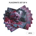 thumbnail image 3 of Placemats Set of 4 / 6, Gothic Red Skull Cemetery Placemats for Dining Table Indoor/Outdoors Heat Resistant Washable Placemats 18" x 12", 3 of 8