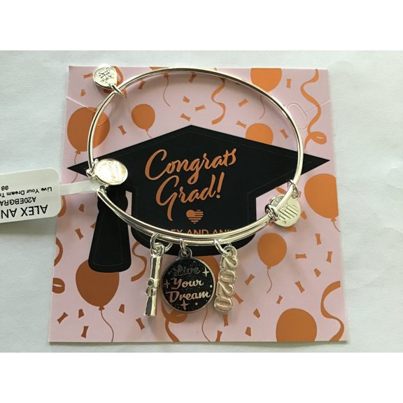 Alex and Ani Live Your Dream Trio Charm Bangle Bracelet Silver One Size