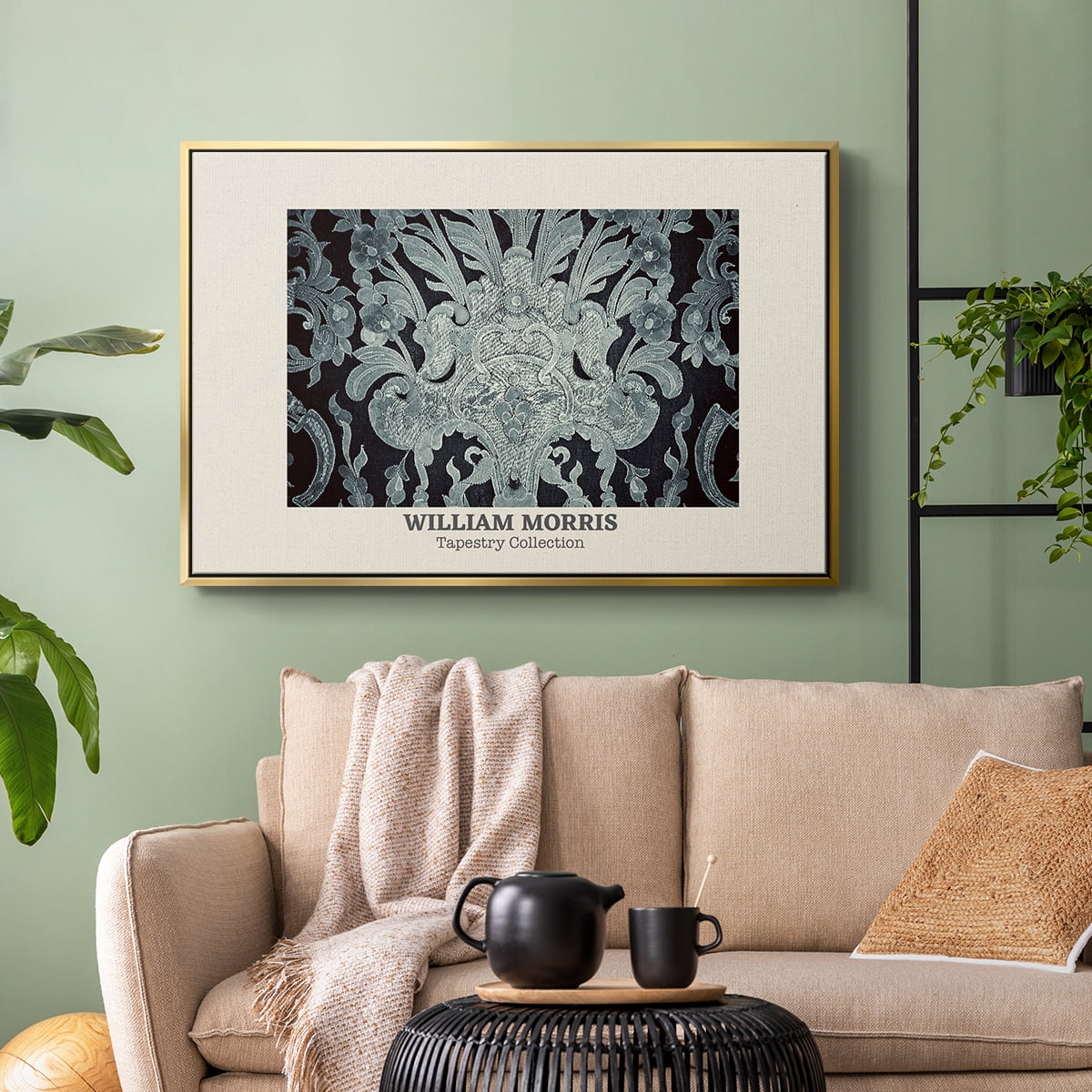 Vintage Abstract Print-XLII Framed in Gold Wood Gallery Wrapped Canvas 25 in. x 37 in.