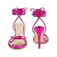 thumbnail image 5 of BLISSFUL STEP Knot Strap Lace Up Stiletto Heel Sandals for Women Hot Pink 5.5, 5 of 8