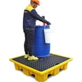 thumbnail image 4 of GXCZ Yellow Polyethylene Two Drum Spill Pallet with Drain, 300-1200kg Load-Bearing, Low Profile Spill Containment Pallet (Size : 67.5x67.5x15), 4 of 7