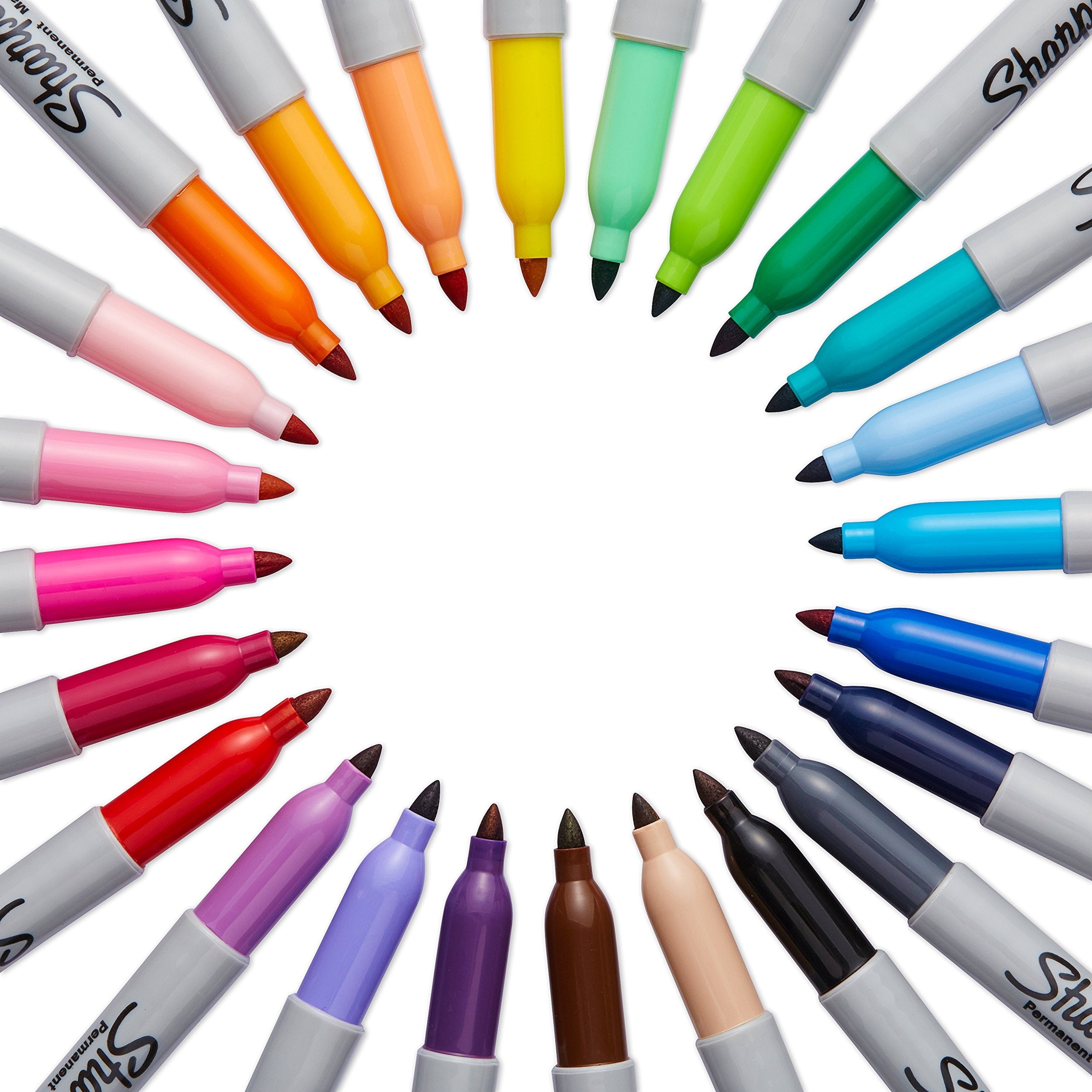 Sharpie Fine Tip Permanent Marker Fine Bullet Tip, Assorted Colors, 24/Set