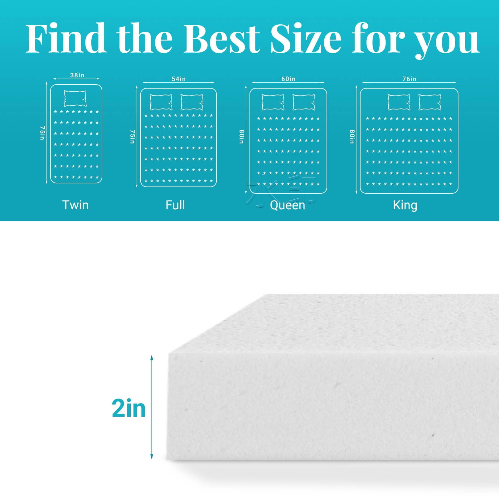 MAYEERTY Gel Memory Foam Mattress, Detachable Soft Cover Cool Support, White