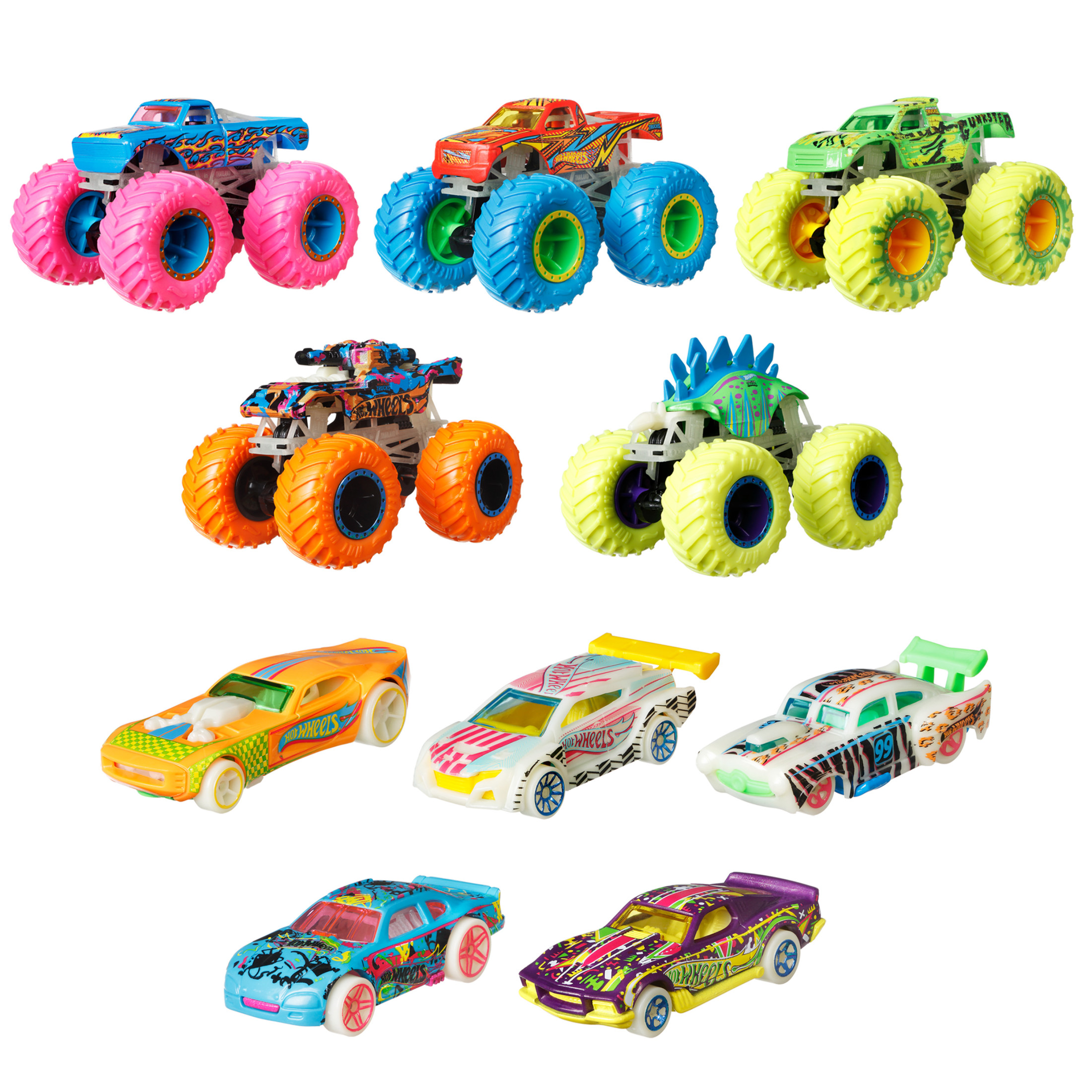 Hot Wheels Monster Trucks Glow In The Dark Multipack 10-Car Set photo 2
