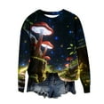 thumbnail image 3 of Zwiiyzr Womens Long Sleeve Crewneck Sweatshirt Graphic Print Casual Pullover Cozy Warm French Terry Relaxed Fit Fall Winter Streetwear Multicolor, 3 of 5