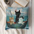thumbnail image 3 of Funny Cats Throw Pillow Cover The Two Brave Cats are Drifting in The Steel Linen Decorative Pillow Case Home Sofa Decor Pillow Cover, 3 of 5