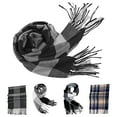 thumbnail image 1 of Bufanda de invierno Skymirror, resistente al viento, transpirable, suave, con borlas de colores contrastantes, cálida, estilo inglés, lavable, para exteriores., 1 of 1