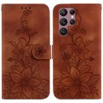 thumbnail image 2 of Compatible with Samsung Galaxy S22 Ultra 5G Embossed Lily Wallet Case with Card Holder PU Leather Flip Cover, 2 of 5