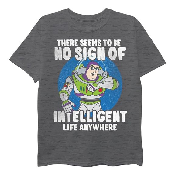 Disney Boys Toy Story Shirt, Buzz Lightyear, Sheriff Woody T-Shirt Charcoal – 14/16