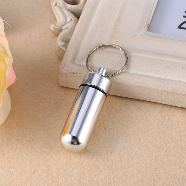Fugacal 4 pastilleros impermeables y herméticos, de aluminio, para viaje, pastillero, portátil, mini pastillero, pastillero, frasco, caja de medicina con llavero Fugacal No se aplica