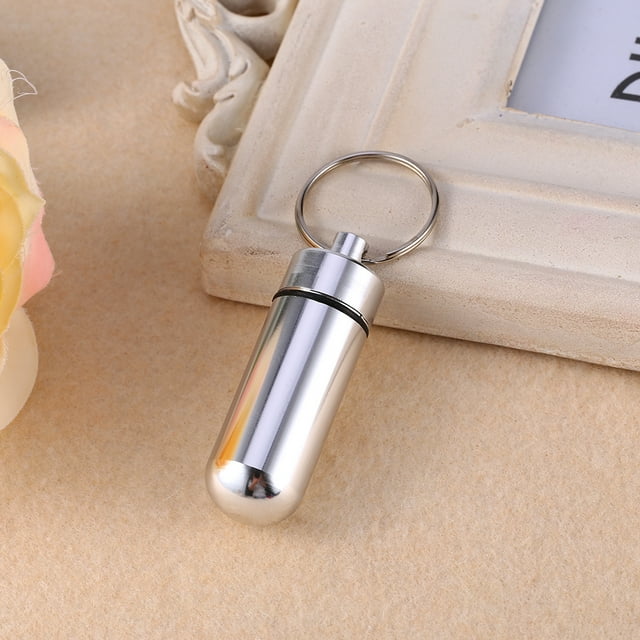 Portable Medicine Box Medicine Storage Case Mini Medicine Box Silver Medicine Container Aluminum Medicine Case Travel Pill Box WaterProof Mini Keychain Tablet Storage Box Case