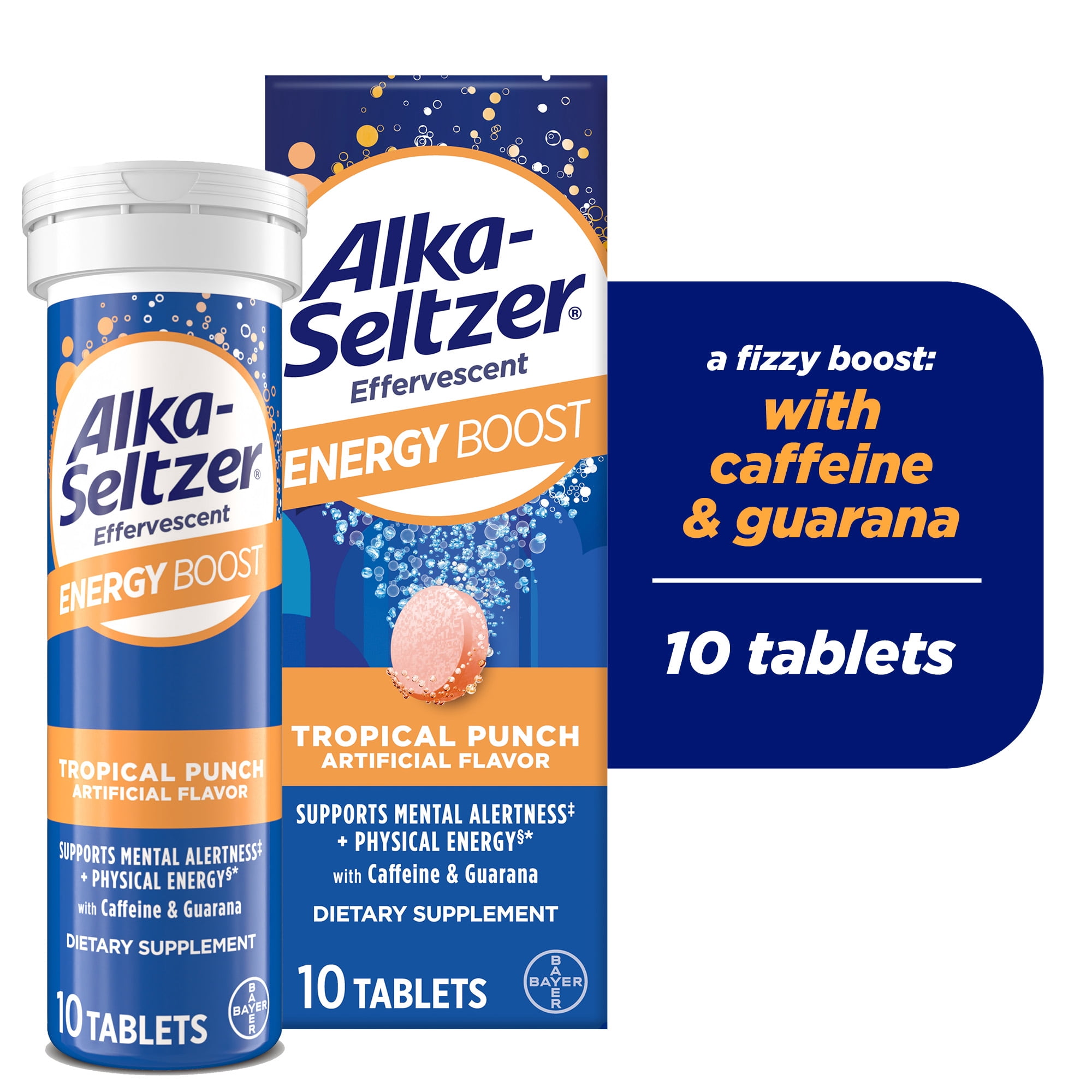 Alka-Seltzer Energy Boost, Caffeine and Vitamin B Supports Mental Sharpness and Physical Energy, 10 Count