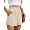 thumbnail image 3 of Fantaslook Summer Shorts for Women Cotton Linen Wide Leg High Waisted Shorts Drawstring Casual Beach Shorts with Pockets, 3 of 8